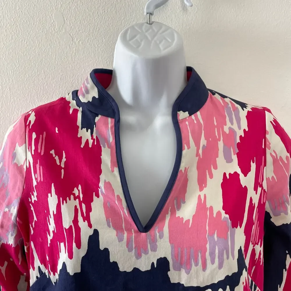 Lilly Pulitzer Tunic Womens XS Ciara Pink Blue Retro Floral Resort Vacation